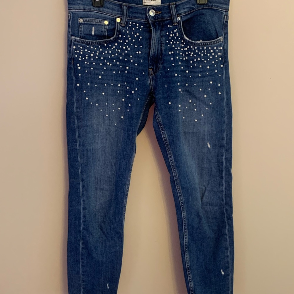 Zara Premium Denim Pearl Jeans